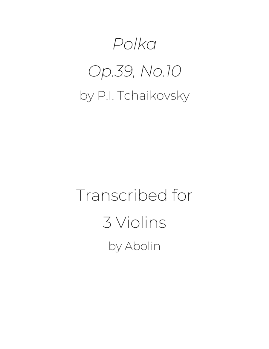 Tchaikovsky: Polka, Op.39, No.10 - for Violin Trio String Trio scores gallery preview page 1