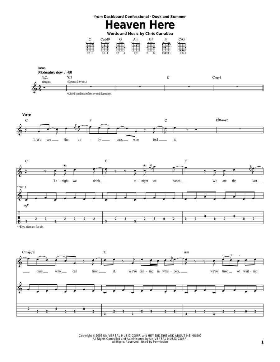 Heaven Here Acoustic Guitar scores gallery preview page 1