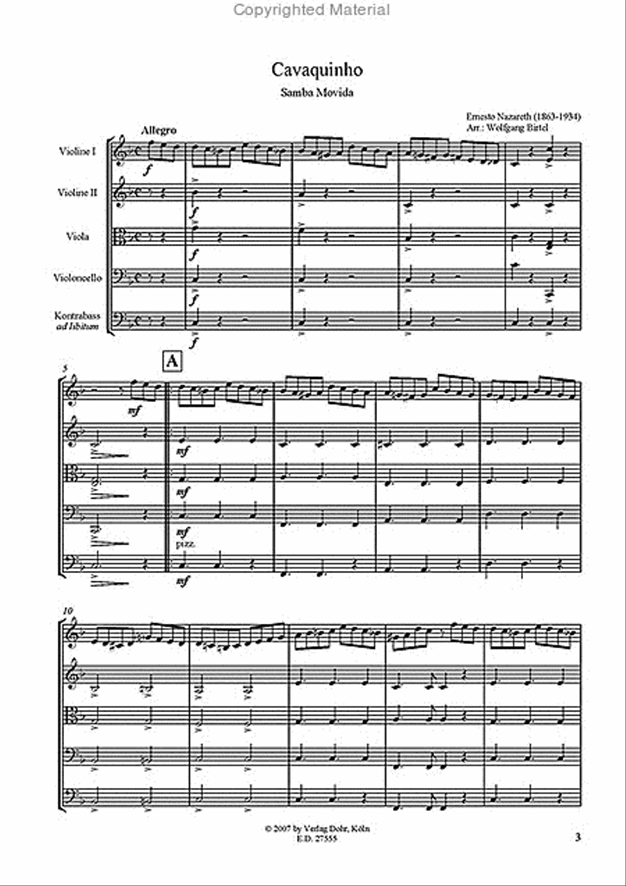 Cavaquinho -Samba Movida- (für Streichquartett) String Quartet scores gallery preview page 2