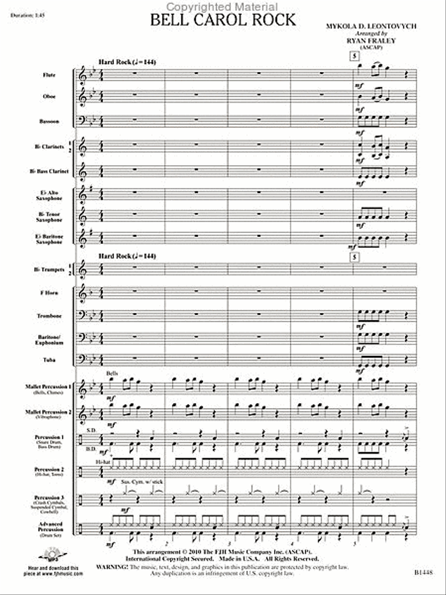 Bell Carol Rock Concert Band scores gallery preview page 2