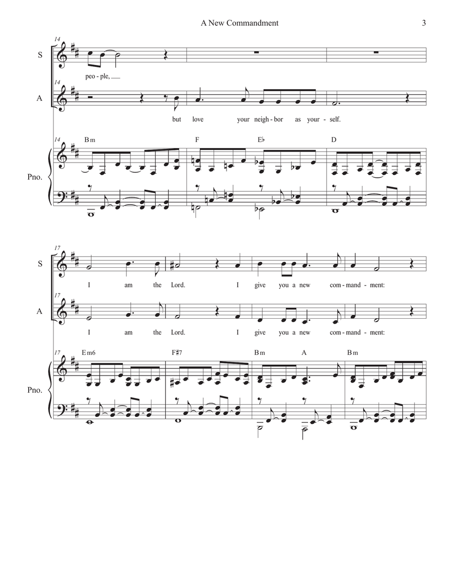 A New Commandment (Love One Another) (Duet for Soprano and Alto solo) Alto Voice scores gallery preview page 3