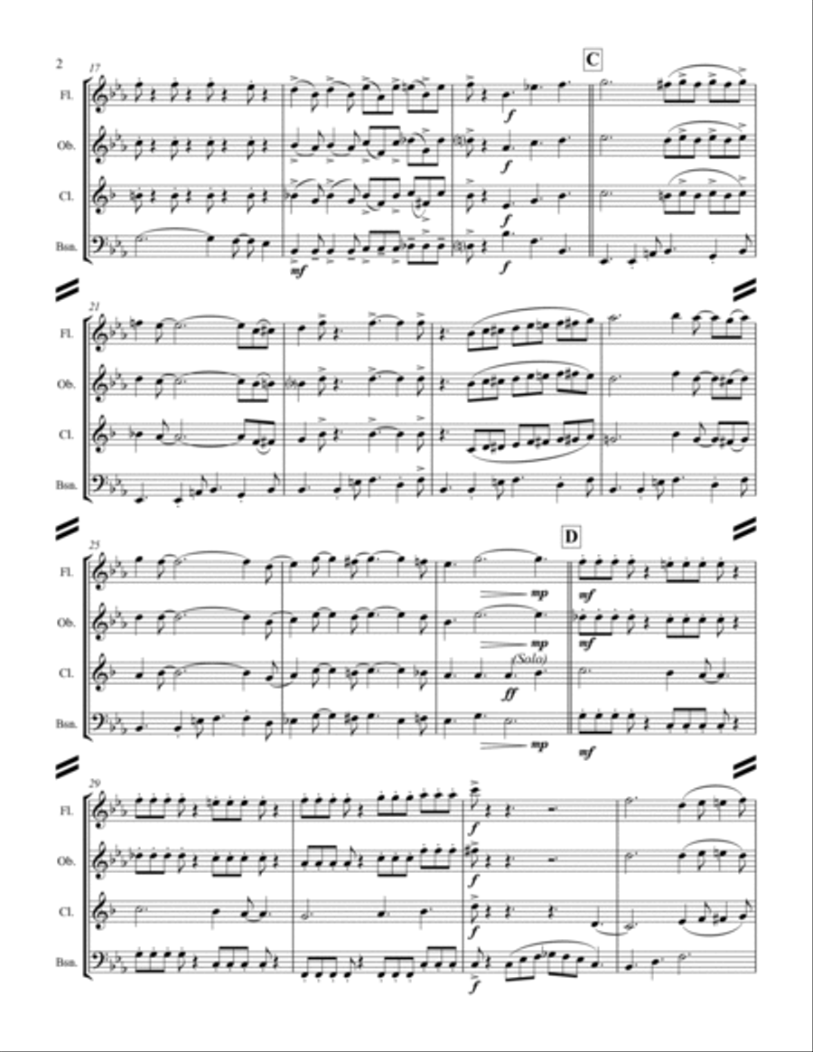 Blue Christmas Woodwind Quartet scores gallery preview page 3