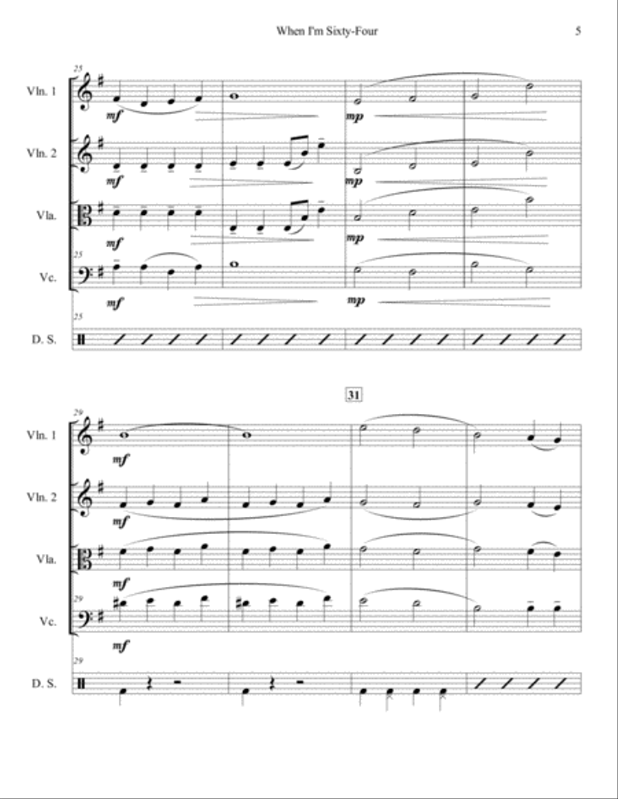 When I'm Sixty-four String Trio scores gallery preview page 5