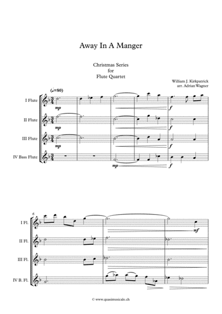 "Away In A Manger" Flute Quartet (B.Fl.) arr. Adrian Wagner image number null
