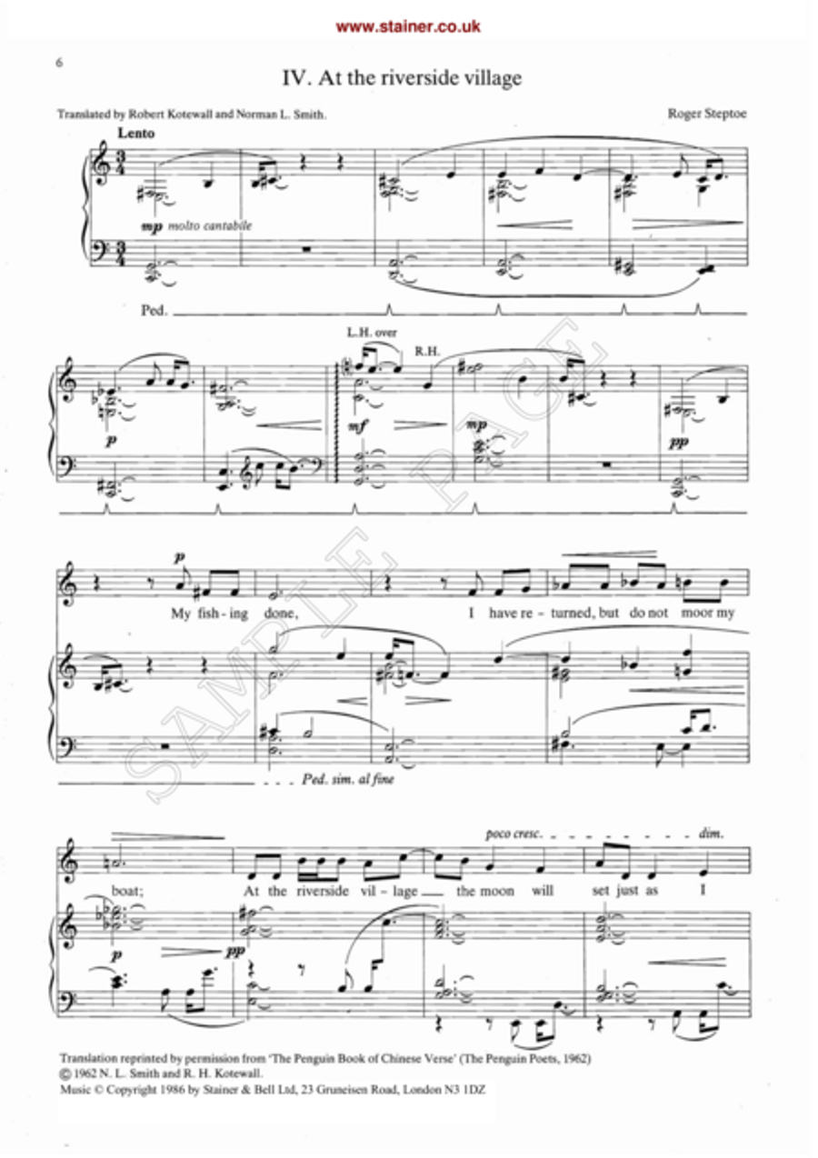 Chinese Lyrics Set 2 for Contralto (or Countertenor) and Piano Alto Voice scores gallery preview page 2
