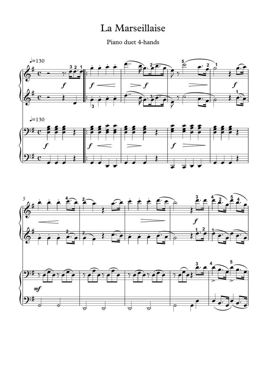 La Marseillaise piano duet image number null