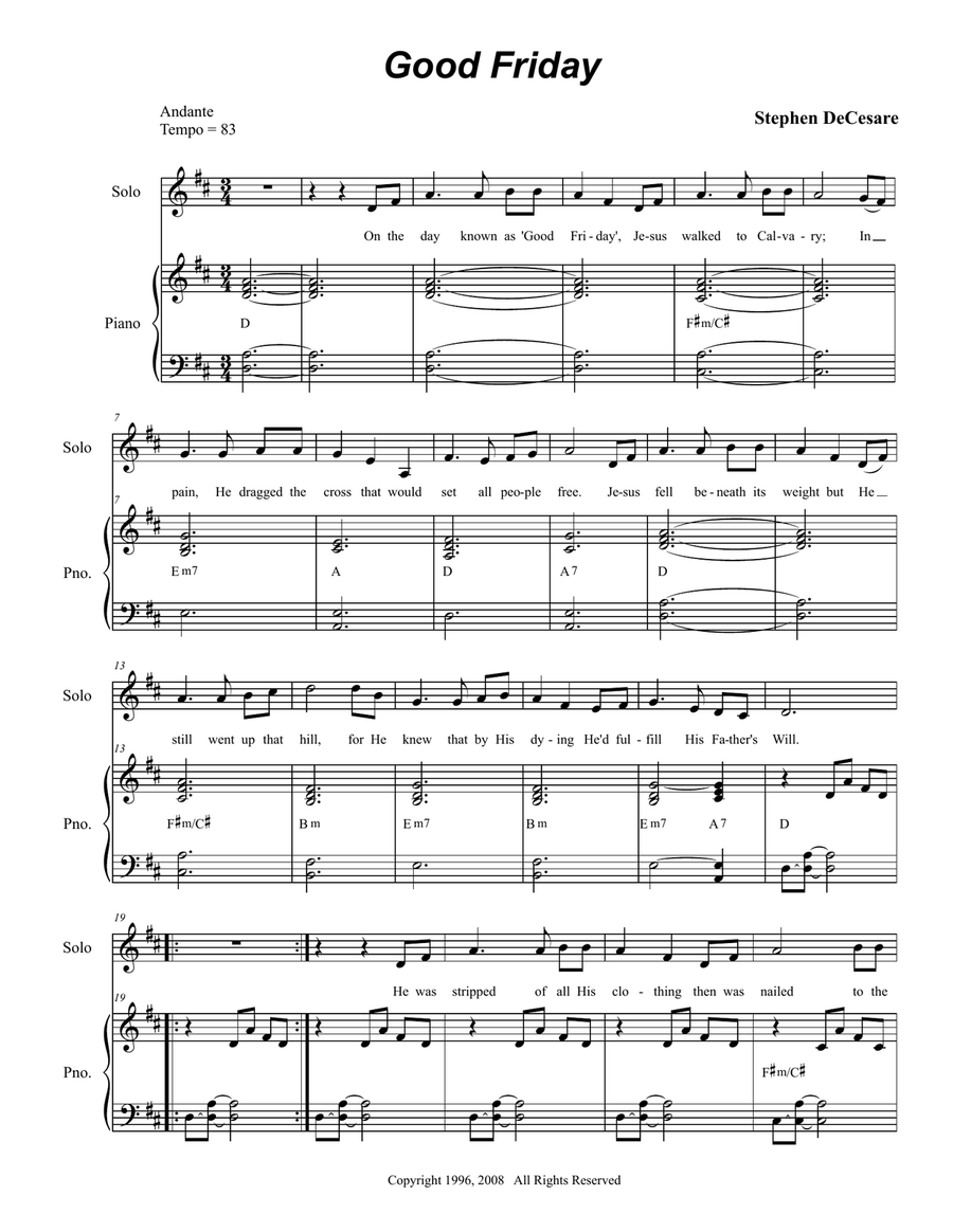 Good Friday (Vocal Solo with SATB) 4-Part scores gallery preview page 1