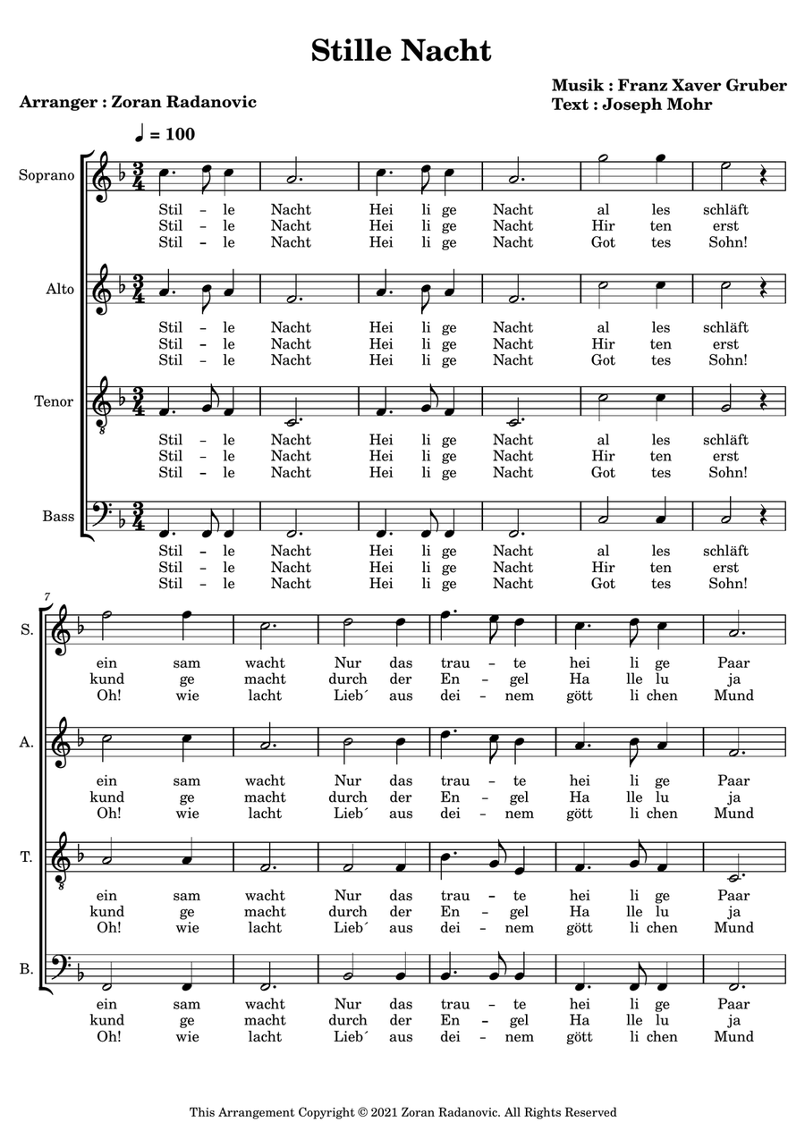 Stille Nacht - SATB - german lyrics 4-Part scores gallery preview page 6