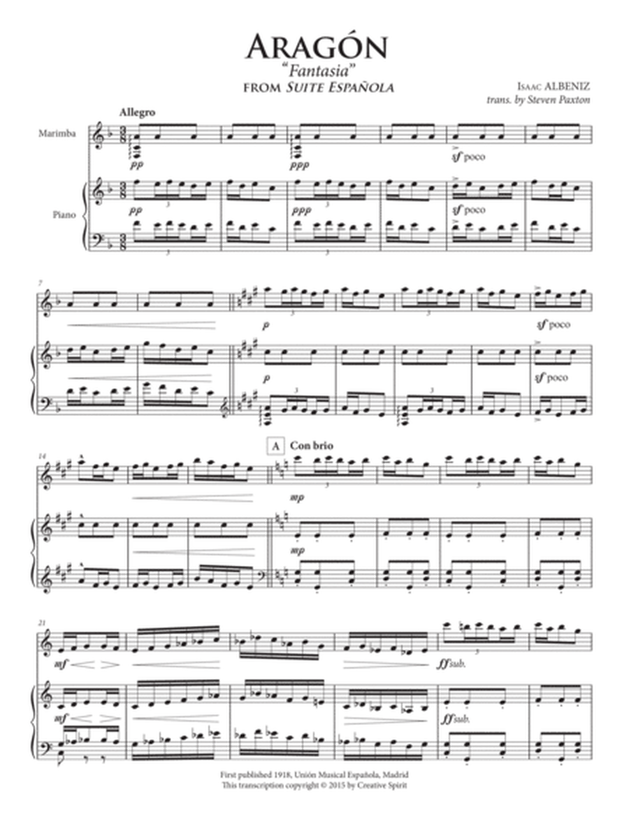 ARAGÓN for marimba and piano image number null