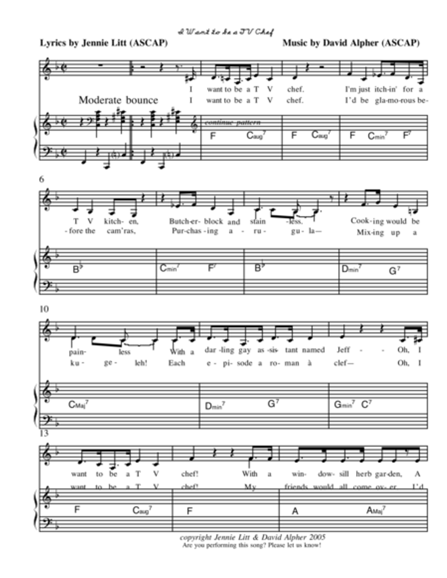 I Want To Be A TV Chef Voice scores gallery preview page 1