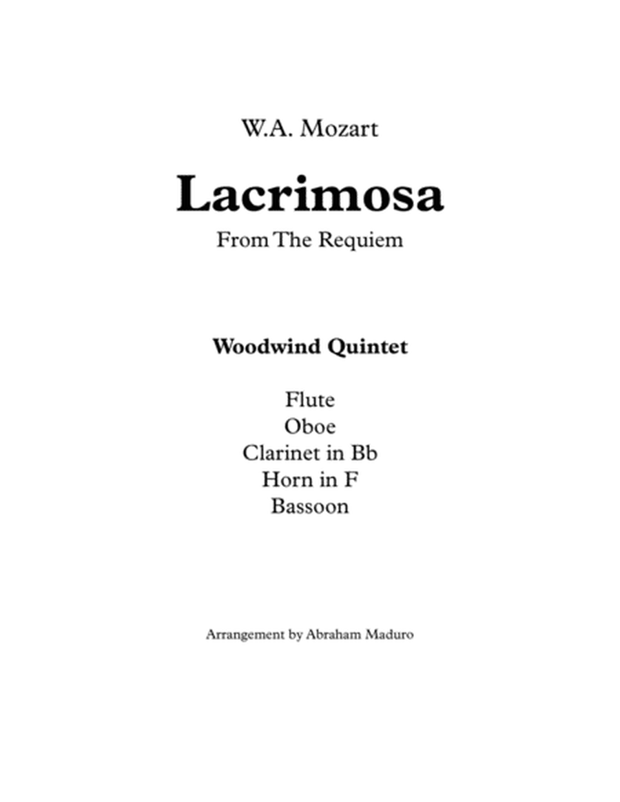 Mozart's Lacrimosa Woodwind Quintet image number null