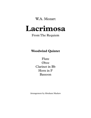 Book cover for Mozart's Lacrimosa Woodwind Quintet