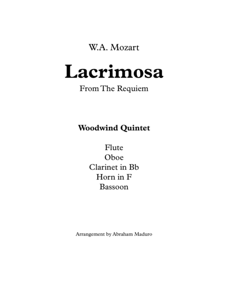 Mozart's Lacrimosa Woodwind Quintet image number null