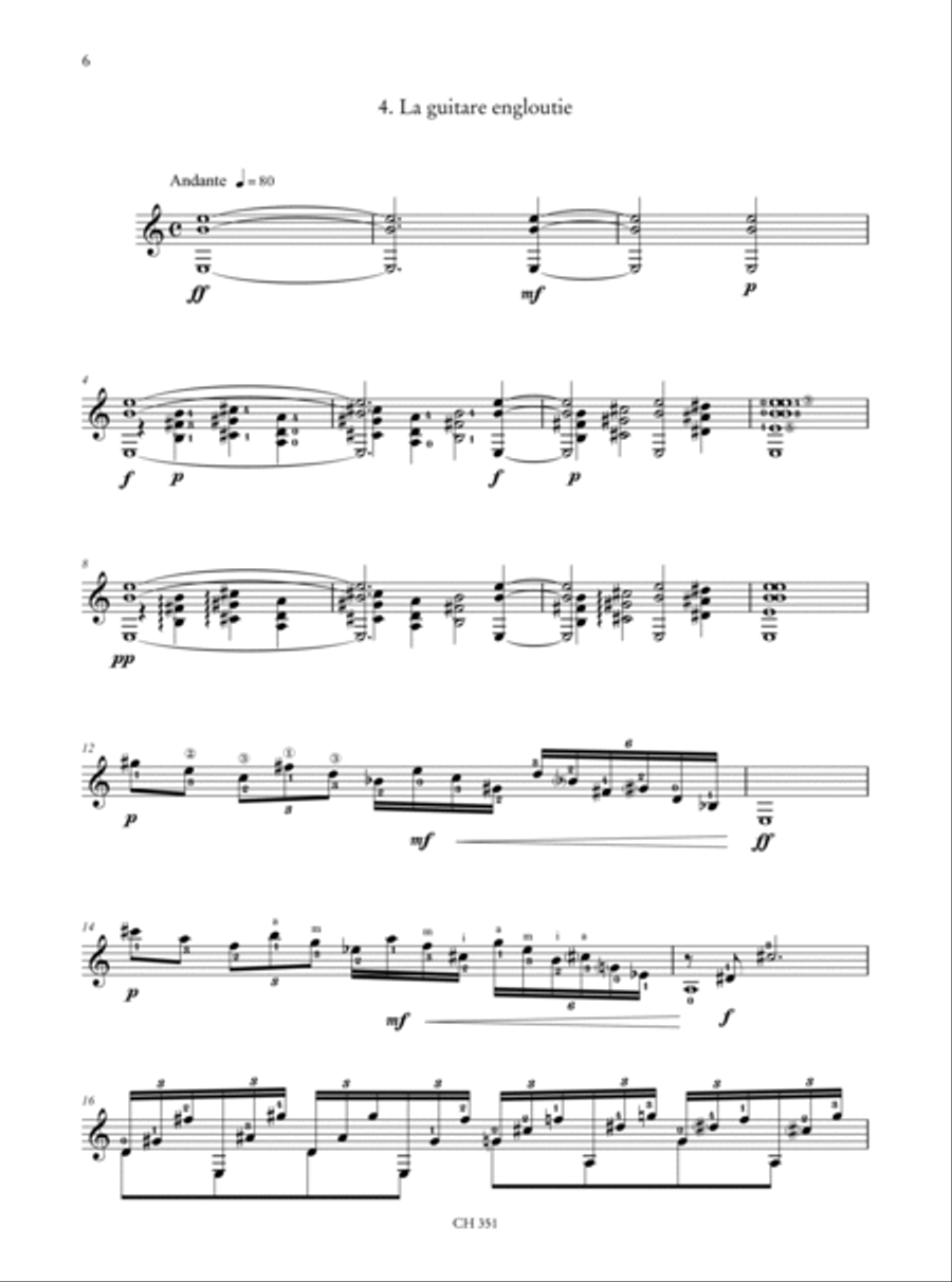 La Guitare Engloutie. 15 Short Pieces for Guitar. A Trip through Composition Forms and Techniques from Wagner to Messiaen Acoustic Guitar scores gallery preview page 3