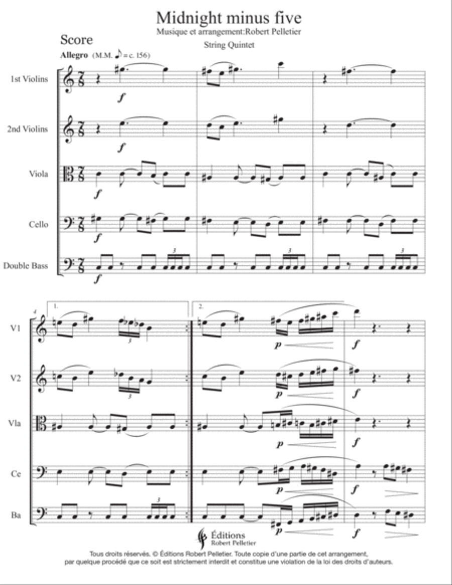 Midnight minus five String Orchestra - Digital Sheet Music