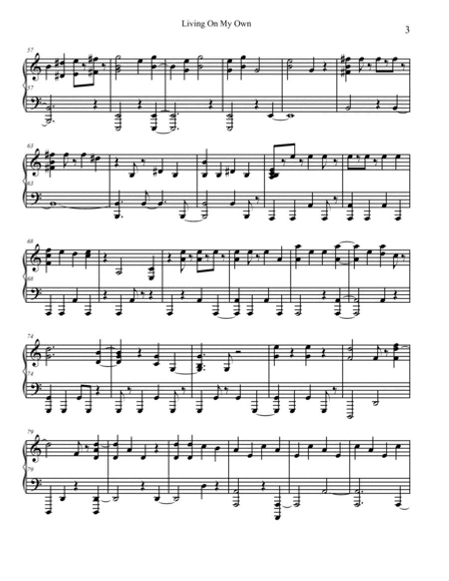 Living On My Own Piano Solo scores gallery preview page 3
