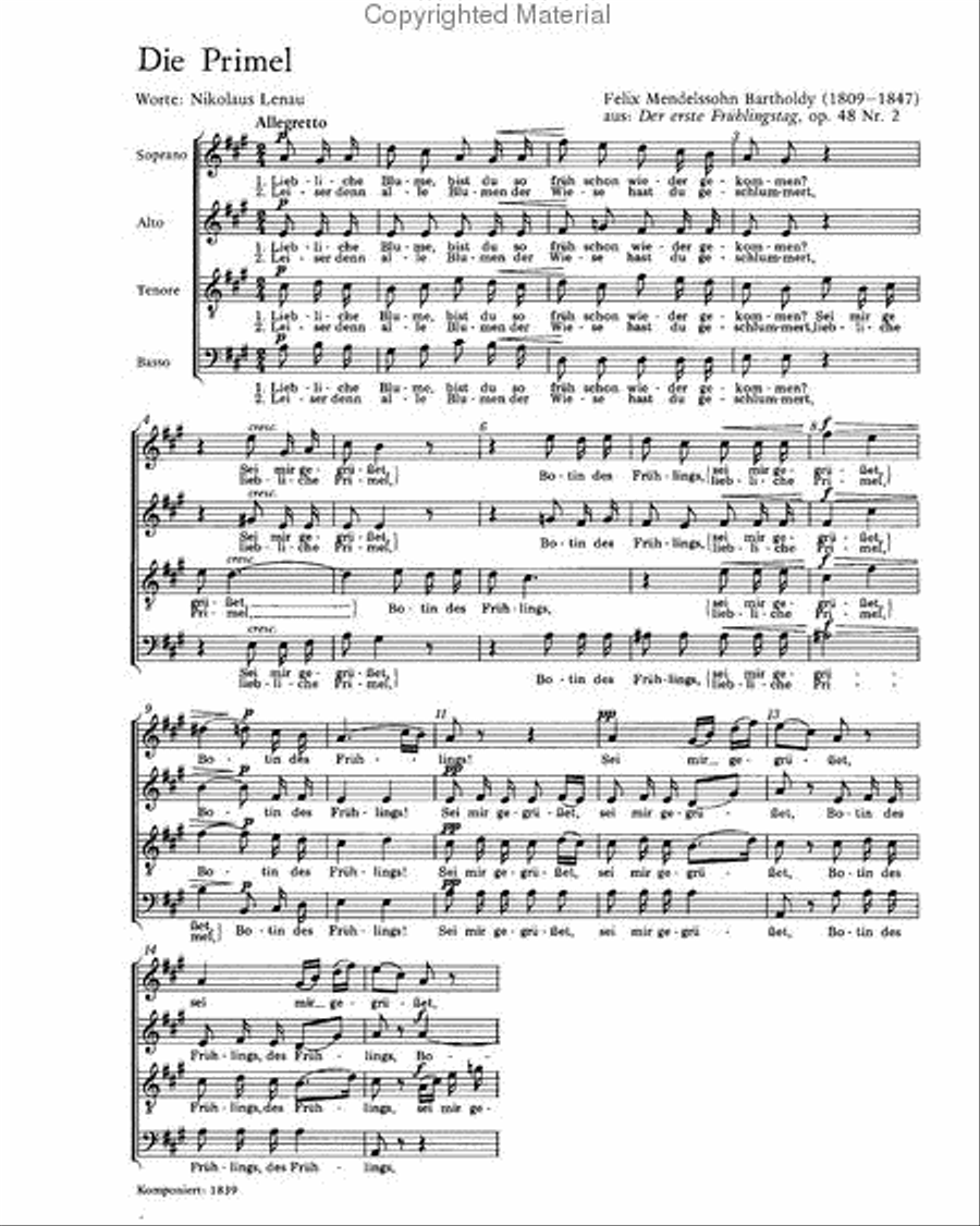 O Taler weit; Abschied; Die Primel Choir scores gallery preview page 2