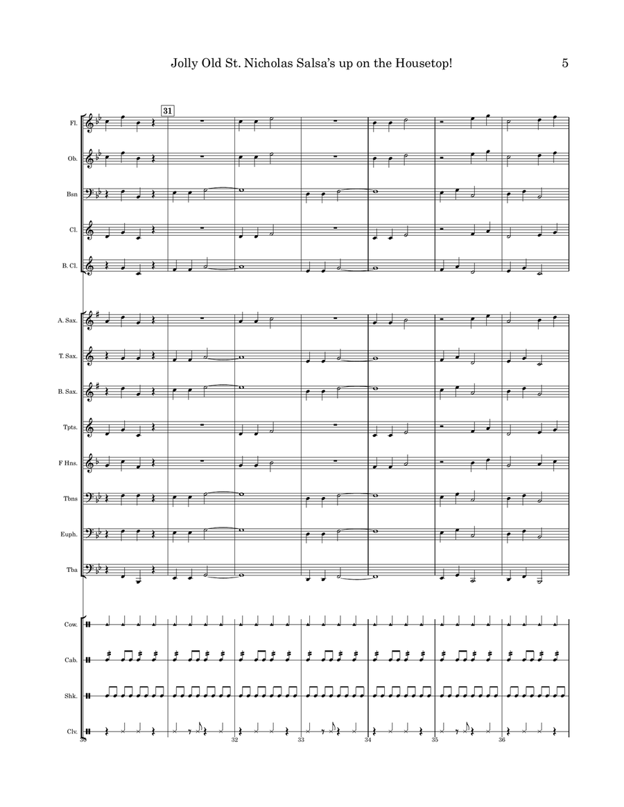 Jolly Old St. Nicholas Salsa’s up on the Housetop Concert Band scores gallery preview page 6