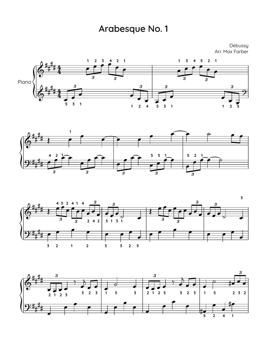Debussy - Arabesque No. 1 Piano Solo scores gallery preview page 1