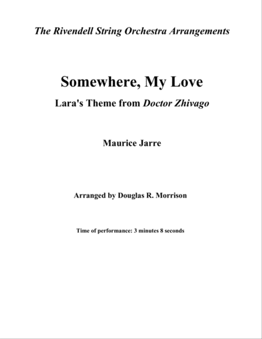 Somewhere, My Love String Orchestra scores gallery preview page 1