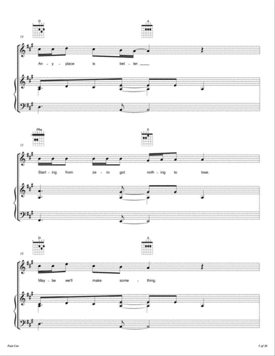 Fast Car Voice scores gallery preview page 4