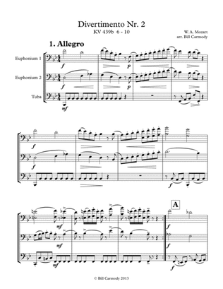 Mozart Divertimento Nr 2 Bass Clef Trio (5 mvts)
