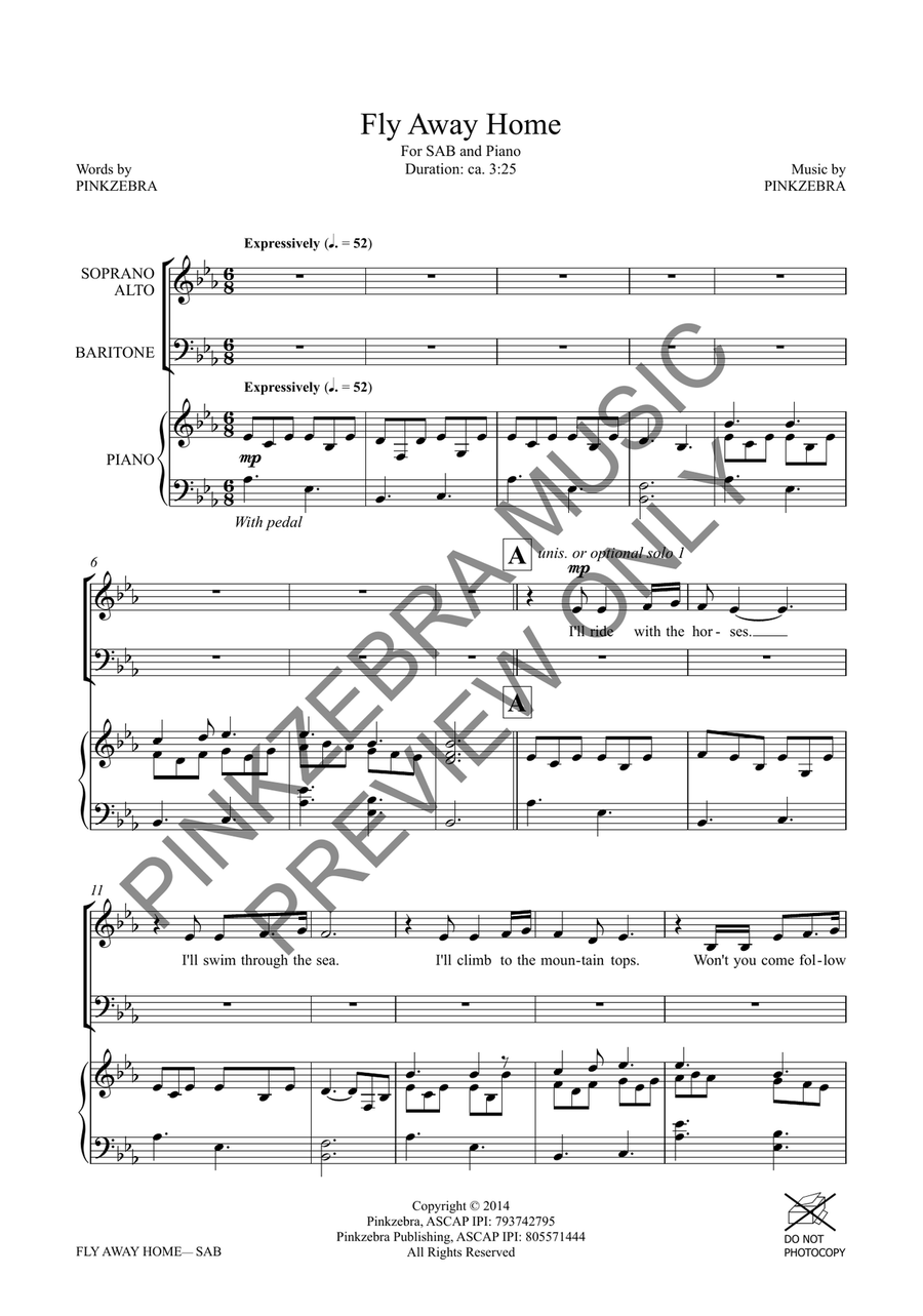 Fly Away Home (SAB) Fly Away Home (SAB) 3-Part scores gallery preview page 3