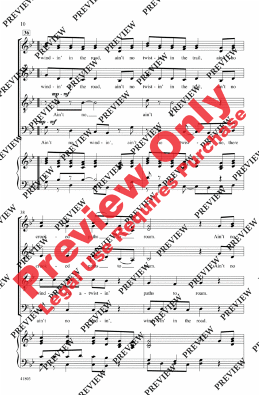 Ain't No Windin' in the Road 4-Part scores gallery preview page 10