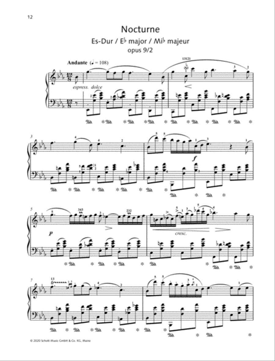 Nocturne E-flat major Piano Solo scores gallery preview page 2