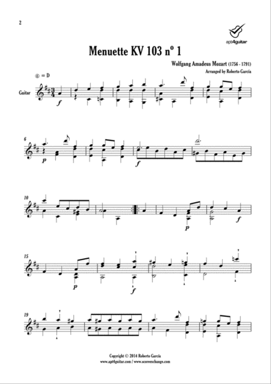 12 Menuette Acoustic Guitar scores gallery preview page 2