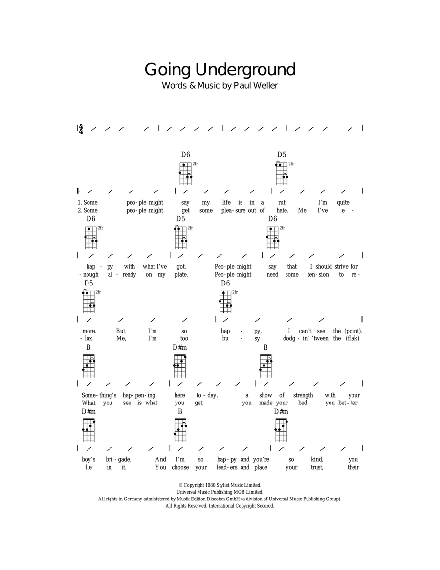 Going Underground Ukulele scores gallery preview page 1