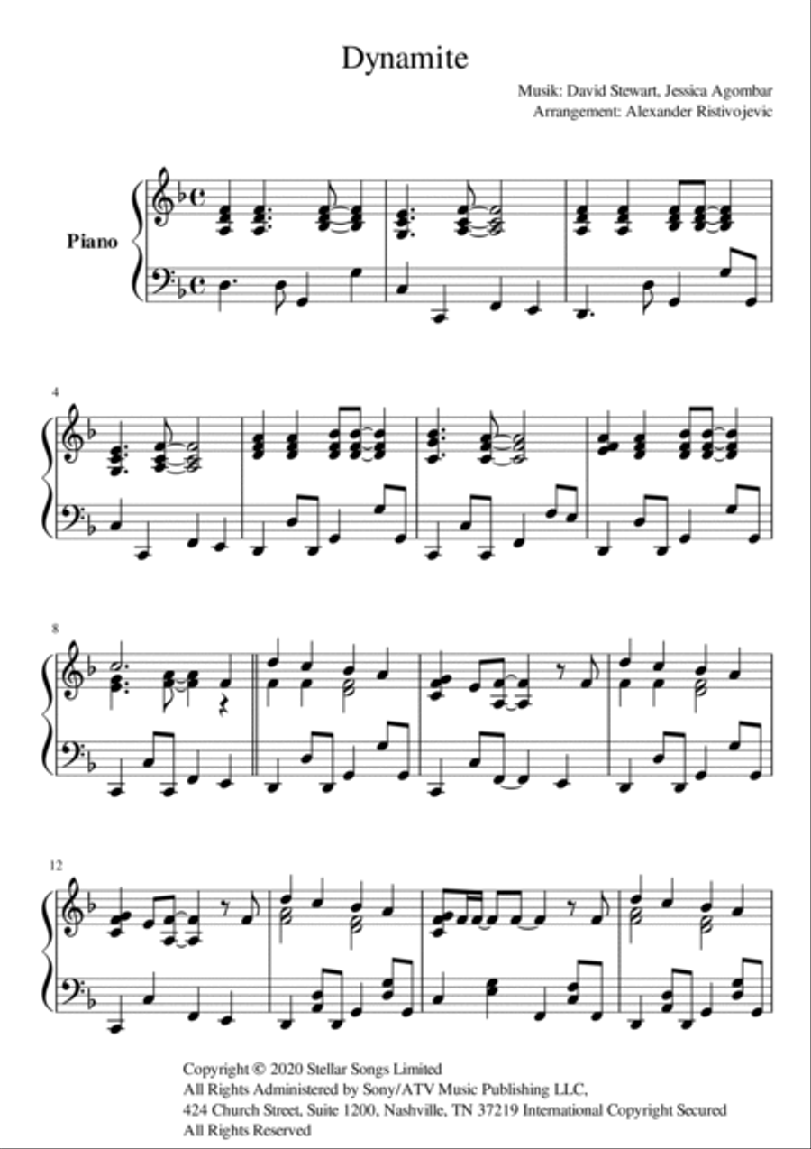 Dynamite Piano Solo scores gallery preview page 2