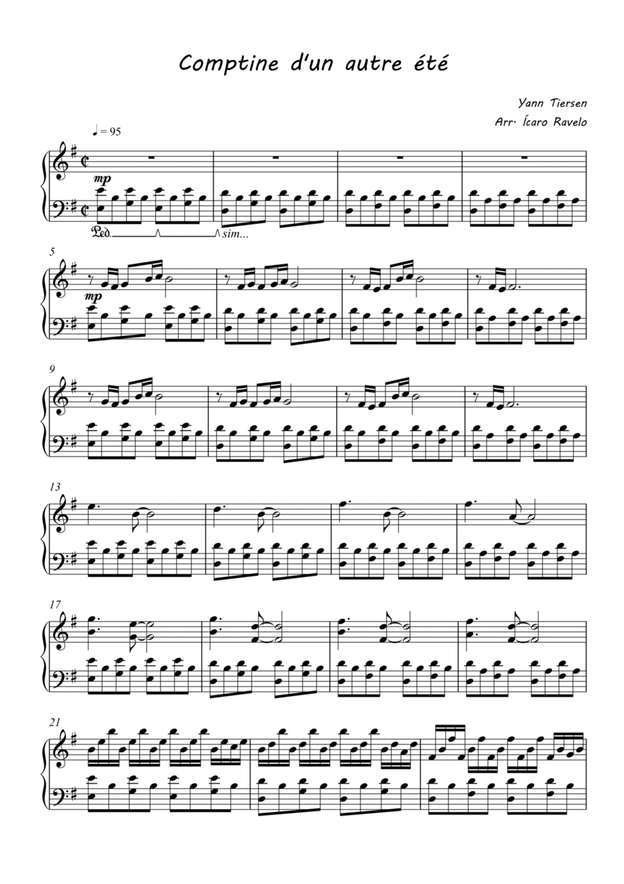 Comptine D'un Autre Été: L'après-midi Piano Solo scores gallery preview page 1