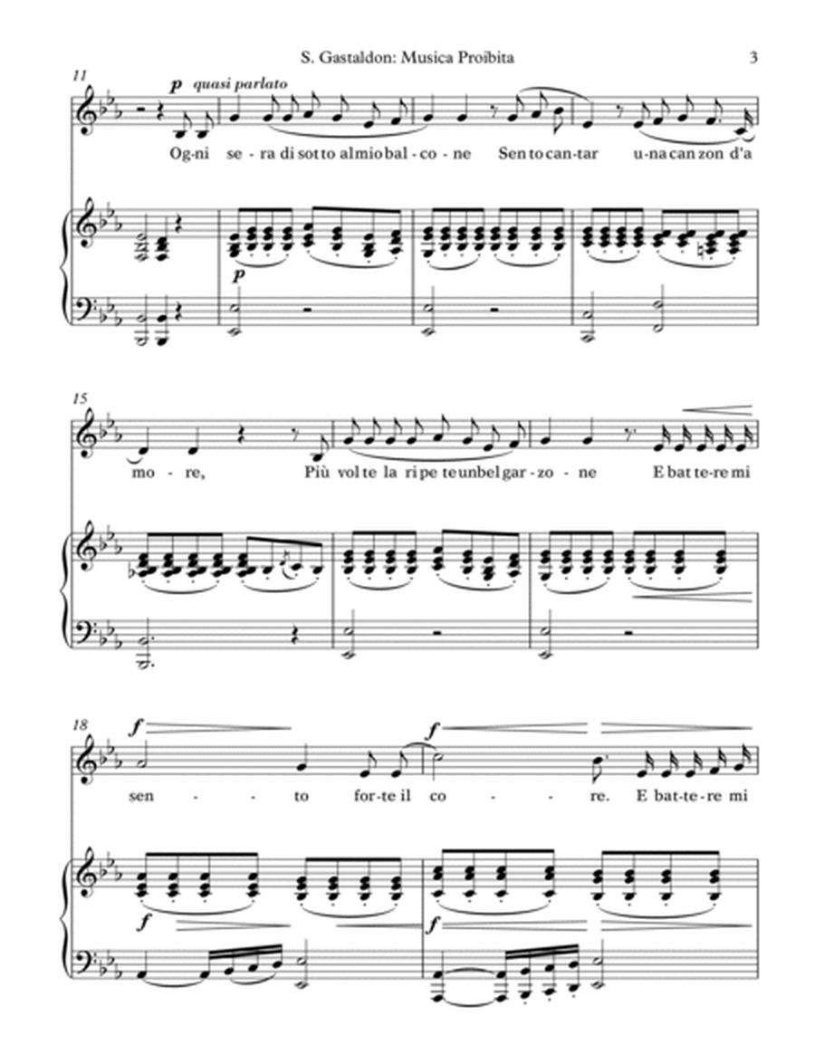 S. Gastaldon: Musica Proibita (transposed to E flat Major)