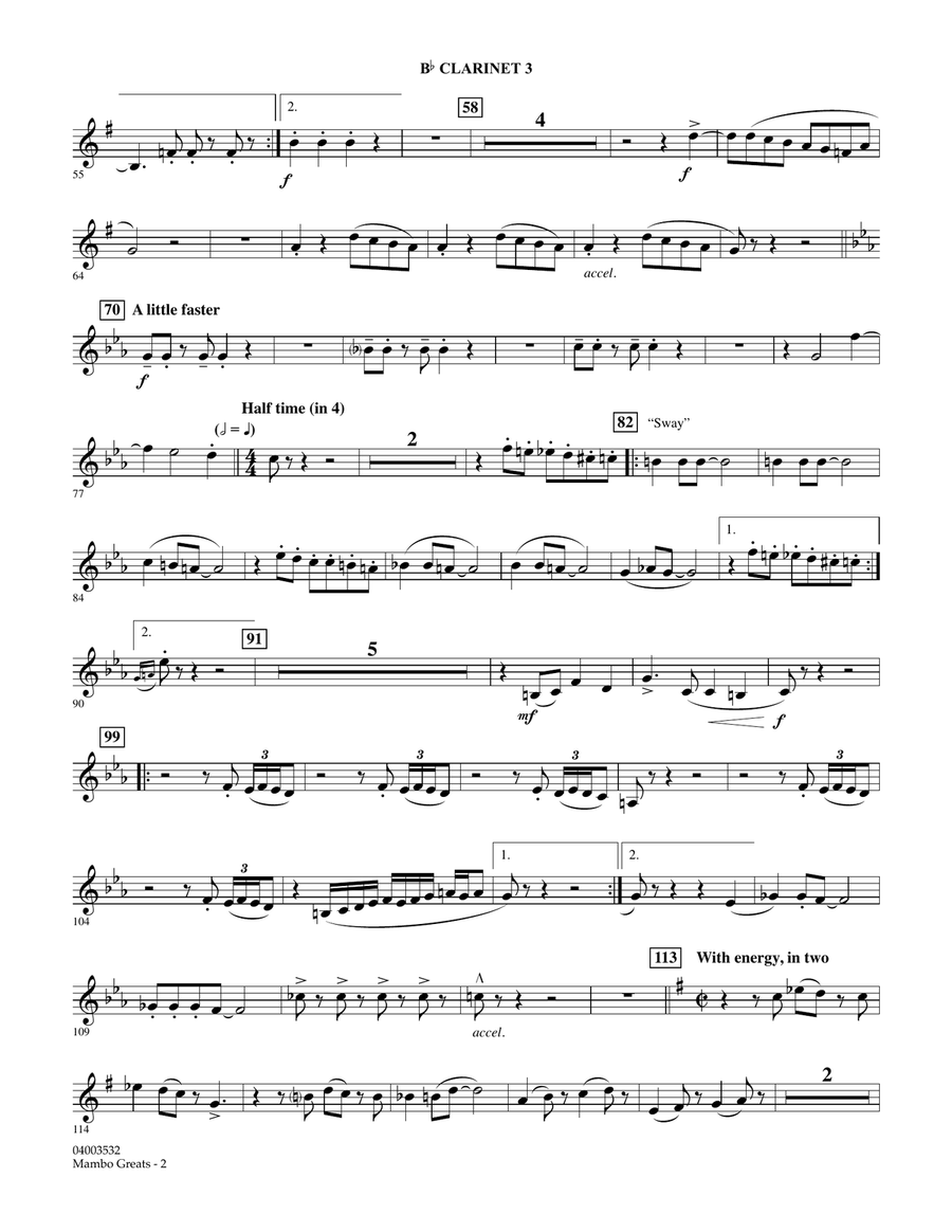 Mambo Greats - Bb Clarinet 3 Concert Band scores gallery preview page 2