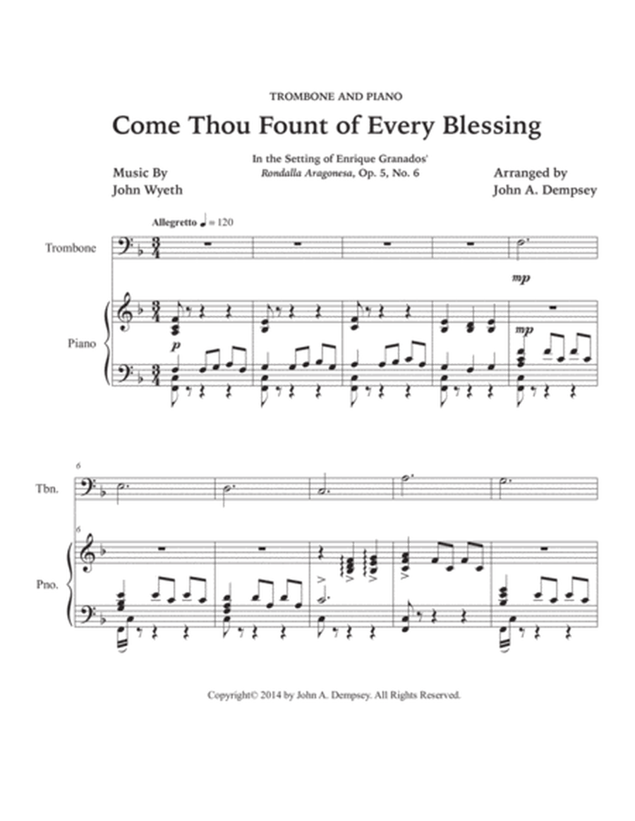 Come Thou Fount of Every Blessing (Trombone and Piano) image number null