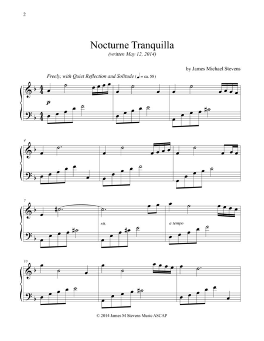 Nocturne Tranquilla Piano Solo scores gallery preview page 1