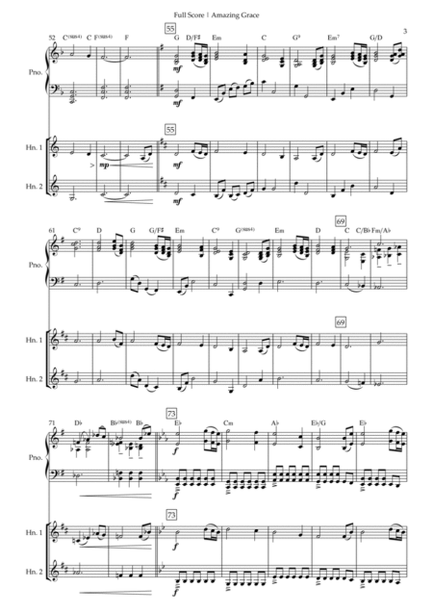 Amazing Grace (John Newton, E. O. Excell) for Horn in F Duo and Piano Accompaniment with Chords image number null