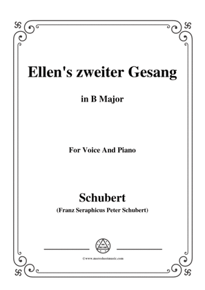 Book cover for Schubert-Ellens Gesang II,Op.52 No.2,in B Major,for Voice&Piano