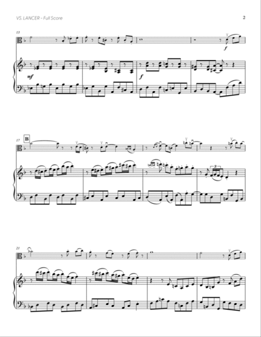 Vs. Lancer (from DELTARUNE) (for Solo Viola with Piano Accompaniment) Piano Accompaniment scores gallery preview page 3
