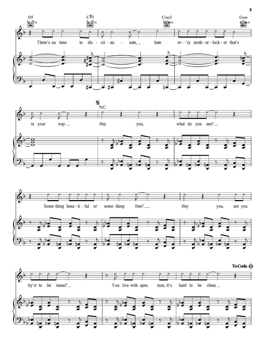 The Beautiful People Piano, Vocal, Guitar scores gallery preview page 3