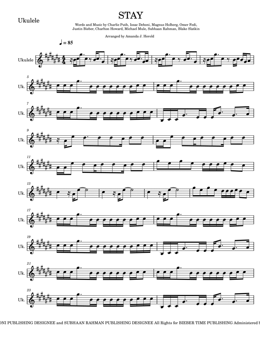 Stay Stay Ukulele scores gallery preview page 1