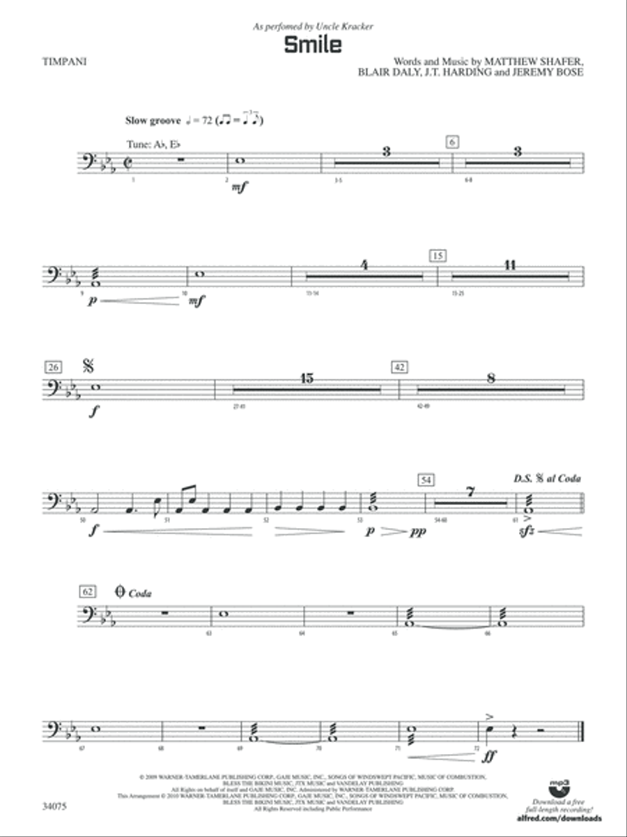 Smile: Timpani Concert Band scores gallery preview page 1