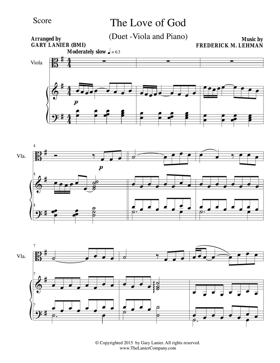 THE LOVE OF GOD (Duet – Viola and Piano/Score and Parts) Piano Accompaniment scores gallery preview page 2