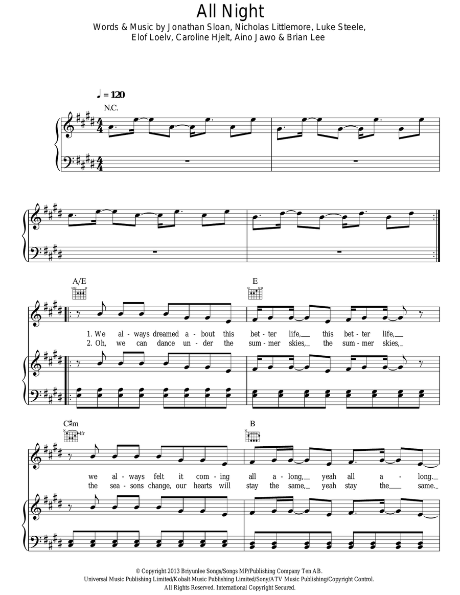 All Night Acoustic Guitar scores gallery preview page 1