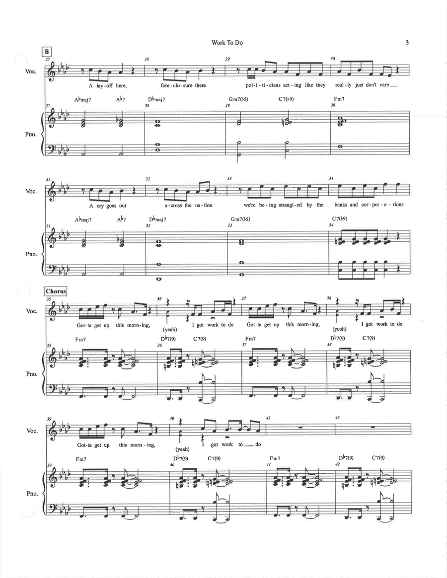 Work To Do Piano, Vocal scores gallery preview page 3