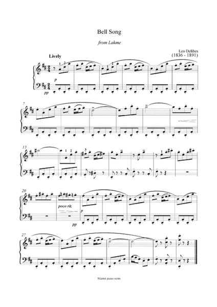 Delibes - Bell song from Lakme (Easy piano arrangement) image number null