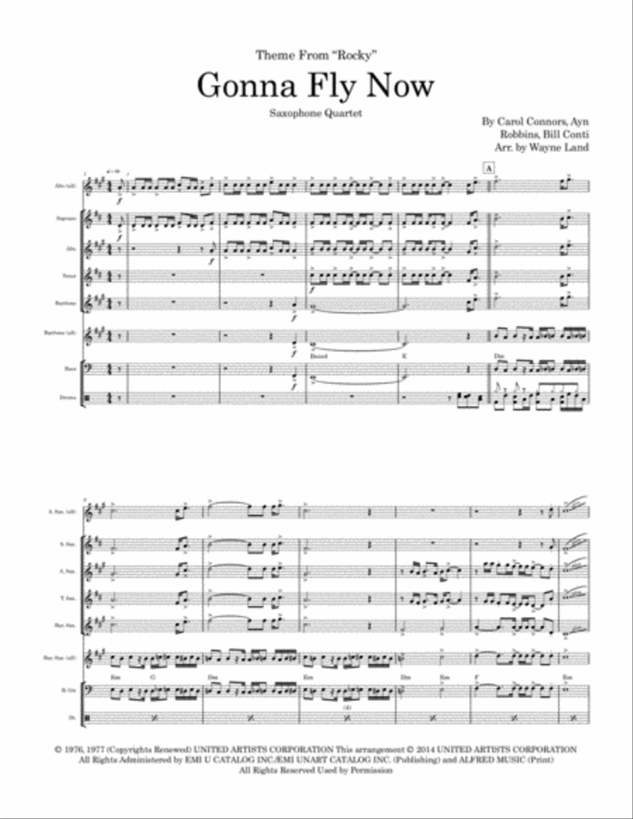 Gonna Fly Now Saxophone Quartet scores gallery preview page 2