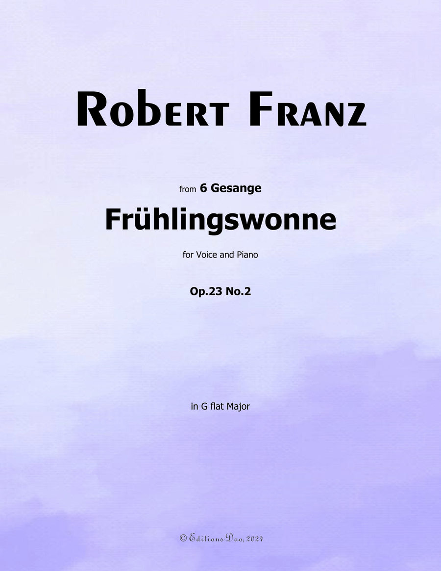 Fruhlingswonne, by Robert Franz, in G flat Major Voice scores gallery preview page 1