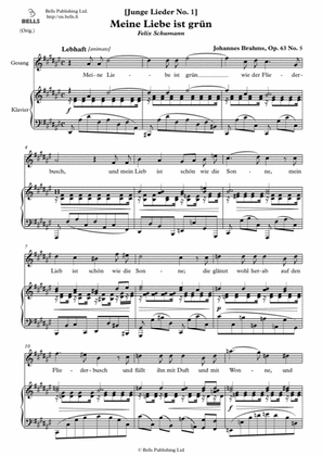 Meine Liebe ist grun, Op. 63 No. 5 (Original key. F-sharp Major)